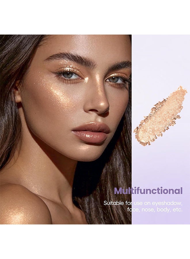 XIXI Bulb's Plan Eyeshadow, Holographic Champagne Bronze Glitter Eyeshadow, Multichrome Shimmer Color Shifting Single Eyeshadow, Metallic Brown Iridescent Eye Shadow Palette Bouncy Texture Fairy Highlighter Makeup #06 - Image 4