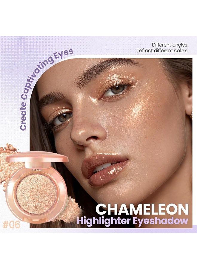 XIXI Bulb's Plan Eyeshadow, Holographic Champagne Bronze Glitter Eyeshadow, Multichrome Shimmer Color Shifting Single Eyeshadow, Metallic Brown Iridescent Eye Shadow Palette Bouncy Texture Fairy Highlighter Makeup #06 - Image 2