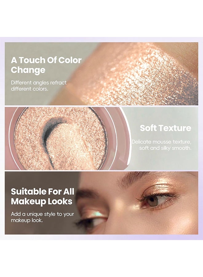 XIXI Bulb's Plan Eyeshadow, Holographic Champagne Bronze Glitter Eyeshadow, Multichrome Shimmer Color Shifting Single Eyeshadow, Metallic Brown Iridescent Eye Shadow Palette Bouncy Texture Fairy Highlighter Makeup #06 - Image 3