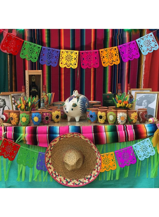 Qpout 2 Pieces Mexican Party Decorations Banners Felt Colorful Day Of The Dead Papel Picado Banner Fiesta Birthday Baby Shower Party Decorations Dia De Los Muertos Garland Cinco De Mayo Flags - Image 5
