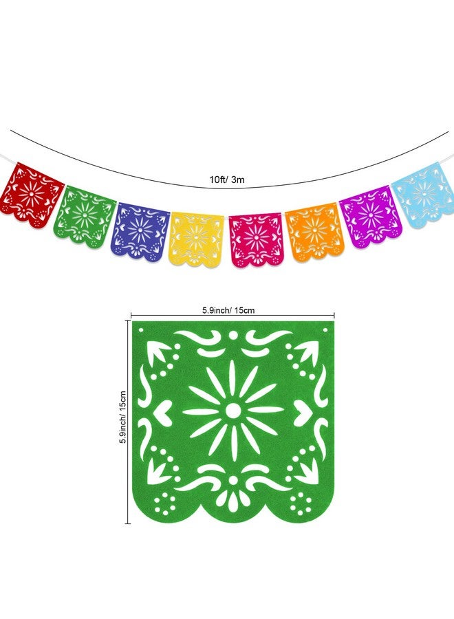 Qpout 2 Pieces Mexican Party Decorations Banners Felt Colorful Day Of The Dead Papel Picado Banner Fiesta Birthday Baby Shower Party Decorations Dia De Los Muertos Garland Cinco De Mayo Flags - Image 3