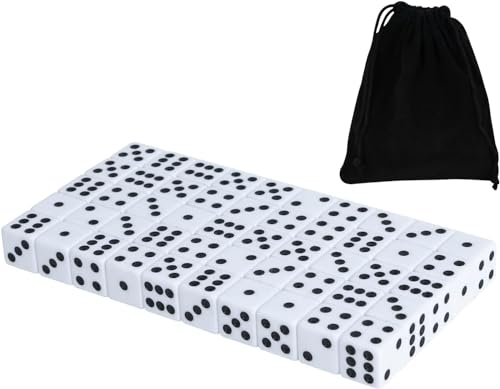 DAGONGREN 50 Pack 16MM White Dice Six Sided Standard Opaque White Dice with Black Pips Dots for Board Games - Image 1