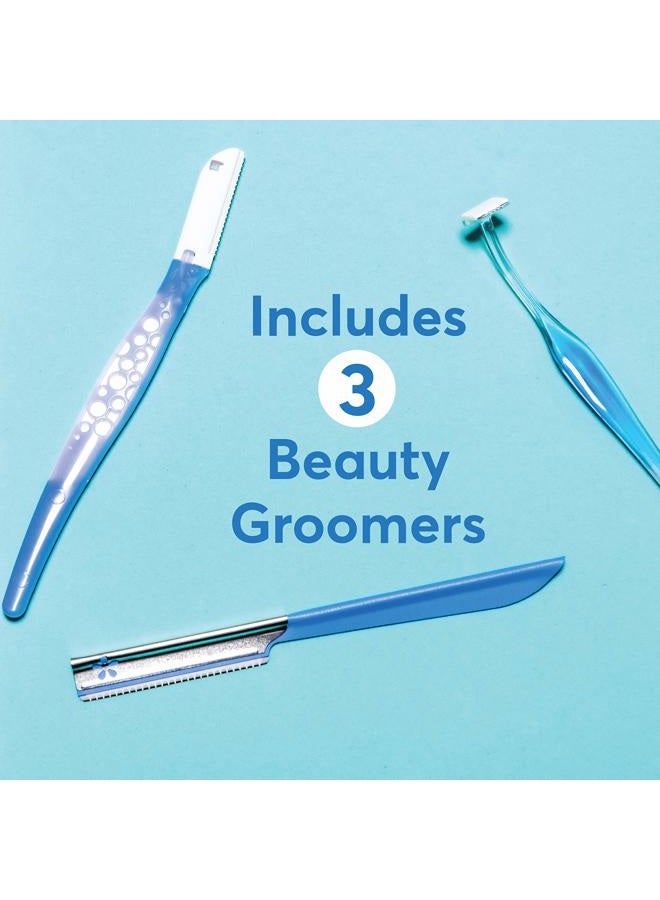 About Face Ultimate Complete Facial Perfecting Kit - 3 Beauty Groomers for Hair Removal, Ideal for Shaving, Exfoliating, Dermaplaning and Brow Shaping, Japanese Steel Gently Removes Facial Hair  - Image 3