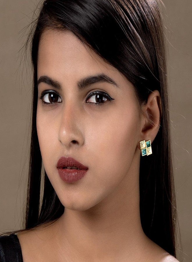 Voylla Stud Earrings for Women (Golden)(8907617644219) - Image 3