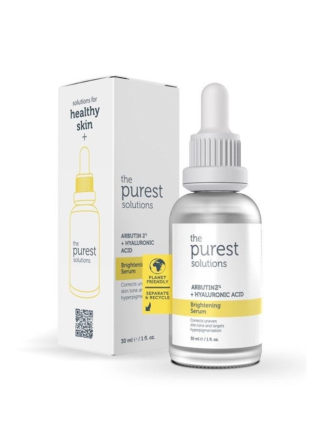 the purest solutions Brightening Serum (Arbutin 2% + Hyaluronic Acid) - Eliminate Skin Tone Inequalities & Support Vibrant Bright Skin - Vegan | Cruelty Free | Eco Friendly (1 fl. oz)  - Image 1