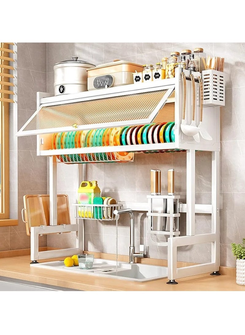 DubaiGallery Over Sink Dish Drying Rack - Space Saving Kitchen Sink Rack with Shelf and Drainer Perfect for Over the Sink and Over the Counter with Cover - Image 2