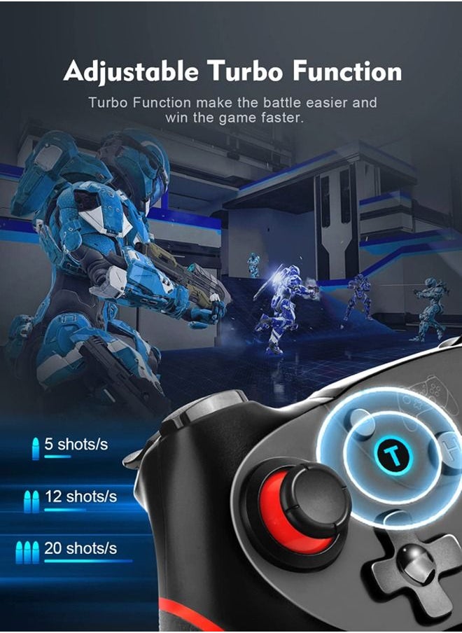 Generic - Wireless Bluetooth Game Controller, for Switch/Switch Lite/Switch OLED, Adjustable Turbo and Dual Vibration Ergonomic Anti-Slip, Multi-Device Compatibility Bluetooth Wireless Gamepad - Image 1