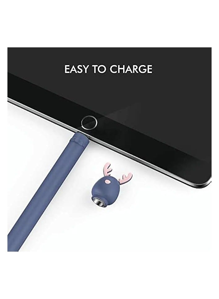 بروماس حافظة لقلم أبل الجيل الأول، ملحقات غطاء من السيليكون الناعم الكرتوني اللطيف متوافقة مع قلم أبل الجيل الأول (غزال أزرق) - Image 2