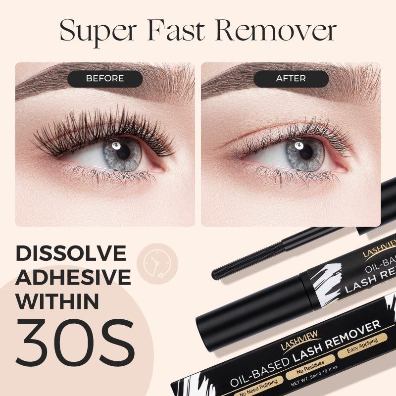 LASHVIEW Lash Remover, Cluster Lash Glue Remover, DIY Eyelash Extension, False Eyelashes Self-Use Gentle Soothing Non-Irritating Eye Cleanser Oil 5ML - Image 2