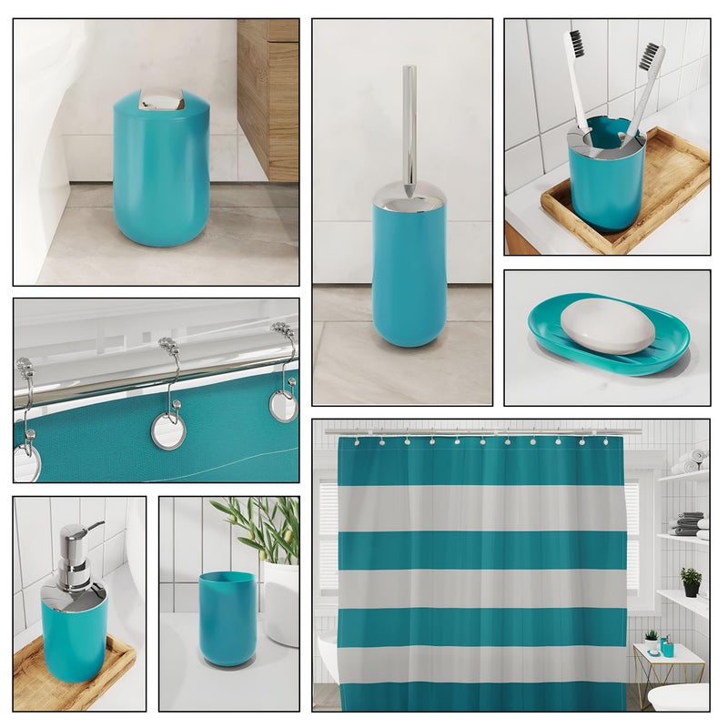 Round Kit - Stylish six item bathroom ensemble includes large three liter ventilated basket, toilet cleaner, liquid soap pump, dual accessory holders and matching soap tray in assorted shades - Image 3