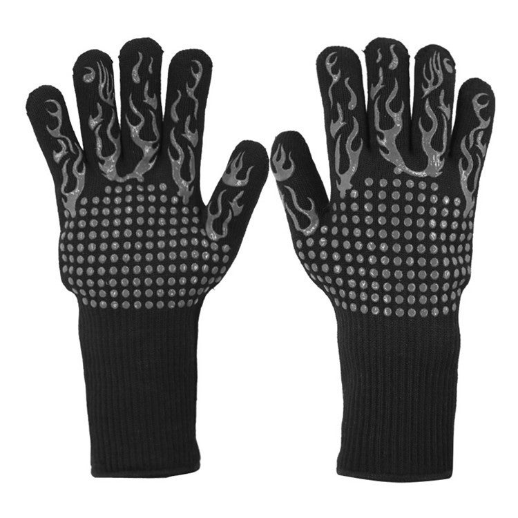 New 800°C Silicone BBQ Oven Gloves Flame black (one pack) Flame black (one pack)