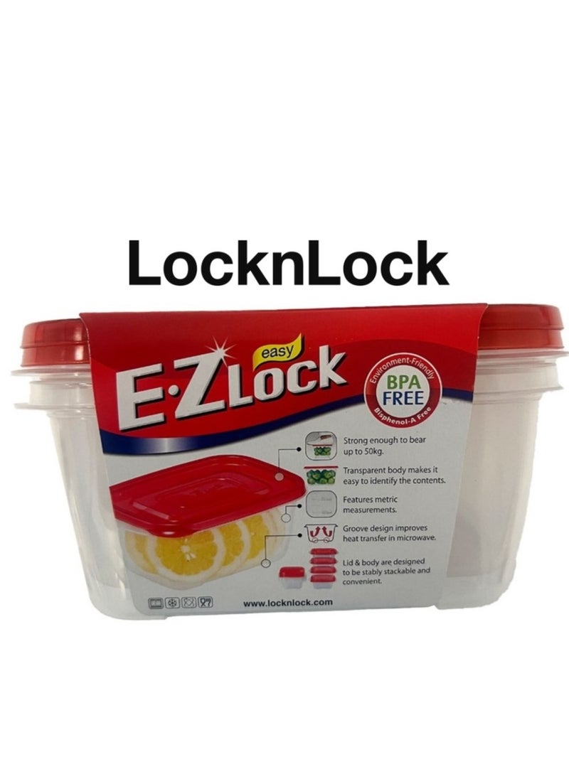 LOCK & LOCK - LocknLock EzLock Rectangle Container Set - 1320ml (Set of 2), Clear Base, Stackable, Microwave-Safe - Image 1