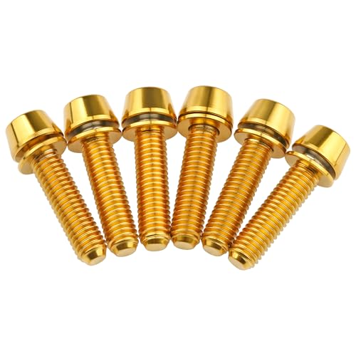 Wanyifa Titanium Ti Allen Hex M5x16 18mm Tapered Head Bolt with Washer Screw for Bicycle Stem Parts Pack of 6 (Gold, M5x18mm) - Image 5
