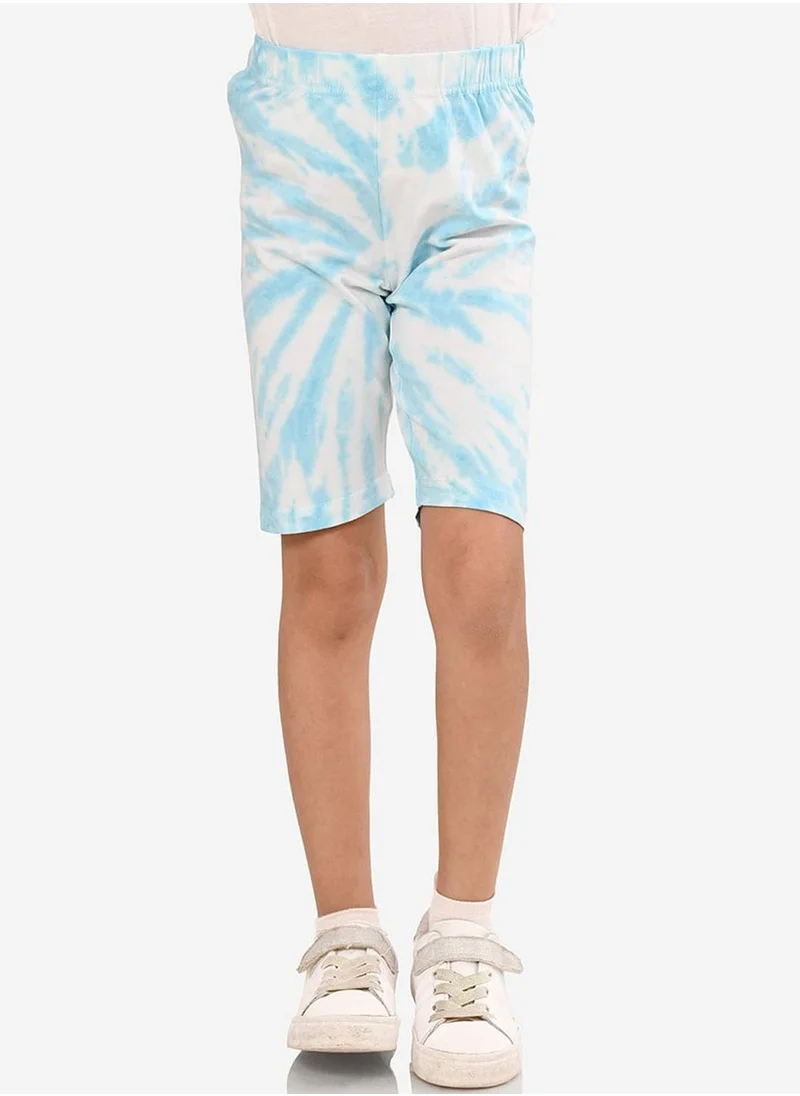 بونكيدز Regular Fit Printed Sea And Blue Cotton Shorts For Girls Pull On 100 % Cotton