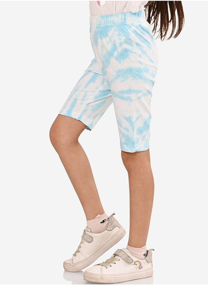 Bonkids Regular Fit Printed Sea And Blue Cotton Shorts For Girls Pull On 100 % Cotton  - Image 3