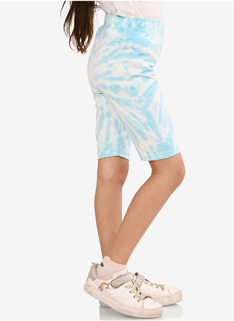 بونكيدز Regular Fit Printed Sea And Blue Cotton Shorts For Girls Pull On 100 % Cotton