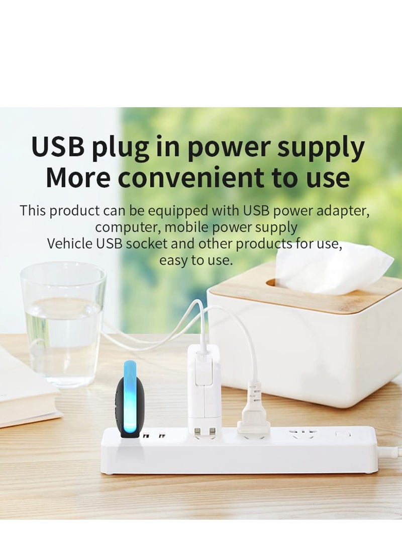 KASTWAVE 2 قطع طارد حشرات بالموجات فوق الصوتية محمول USB، طارد حشرات إلكتروني داخلي سهل الاستخدام، صديق للبيئة لمكافحة الآفات 3 وضعيات تشغيل، طارد للبعوض في السيارة مناسب للاستخدام في المنزل والمكتب والفندق والسيارة (أسود + أبيض) - Image 5