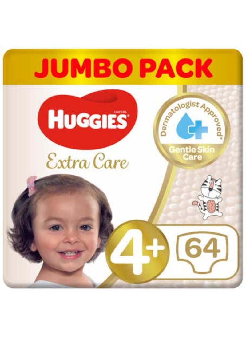 Huggies - حفاضات هجيز مقاس 4 بلس عبوة ميجا 64 حفاضة 1016 كجم - Image 1