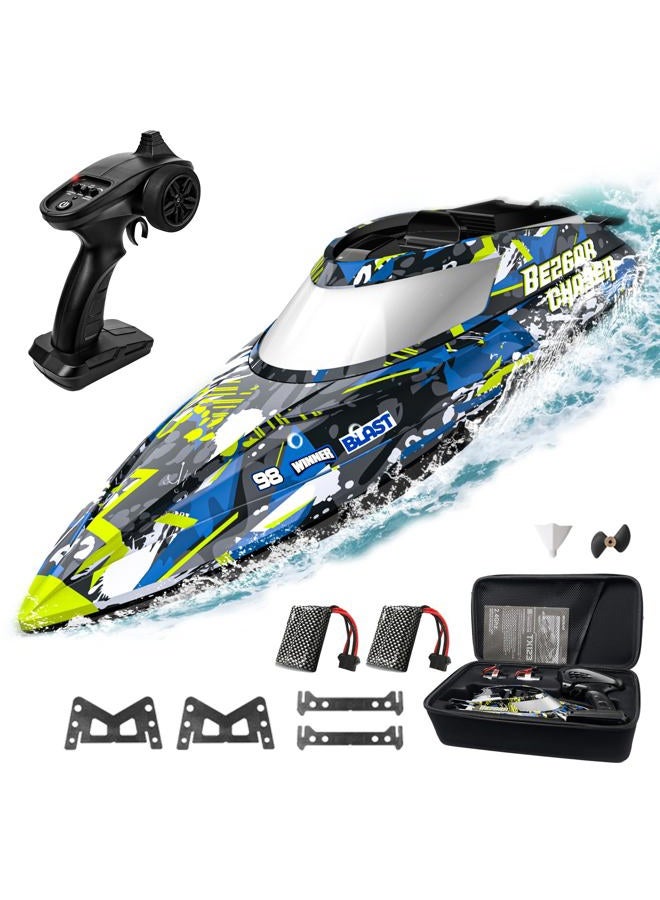 BEZGAR TX123 Remote Control Boats - Fast Speed RC Boat 32+ KPH with A Portable Suitcase for Lakes & Pools & Salt Water, Summer Toys for Adults and Ideal Gifts for Kids Boys Age 6 7 8-12 Years Old - Image 1