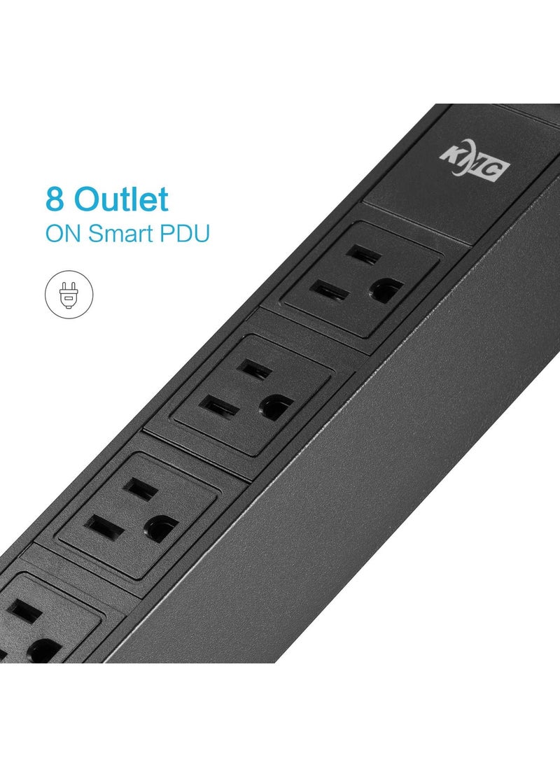 KMC KMC 8Outlet Metal Power Strip Surge Protector Rack Mount PDU Metal Mounting Brackets 6 Foot Extension Cord 1800 Joules 125V15A Black  - Image 3