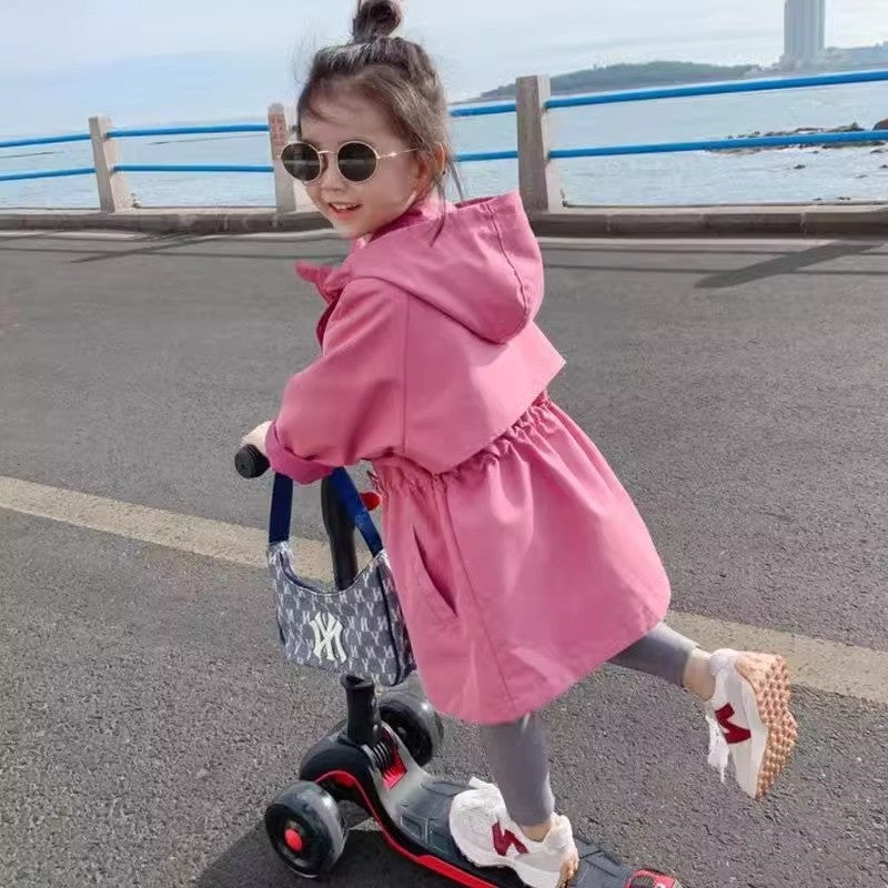 Girls Spring and Autumn 2024 New Childrens Korean Style Russo Clothes Baby Stylizer Coat Childrens Mid-Length Coat Coat Candy coat 