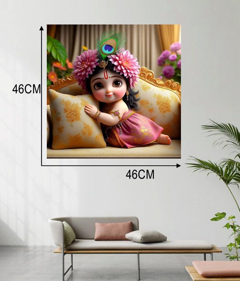 Sky Flying Baby Pink Radha Rani God Sopa Wall Poster For Living Room Pooja Room Kids Room Office Size 46CM X 46CM - Image 5
