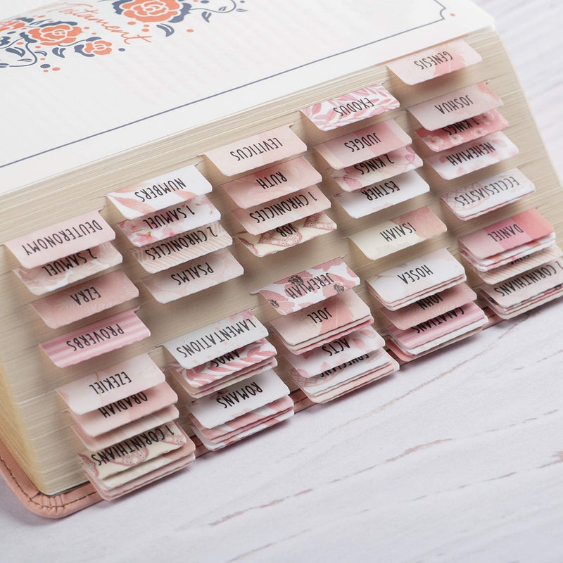 DiverseBee Laminated Bible Tabs for Women (Large Print, Easy to Read), Colorful Bible Journaling Book Tabs, Christian Gift, 66 Bible Tabs Old and New Testament, Includes 11 Blank Tabs - Rose Theme - Image 4