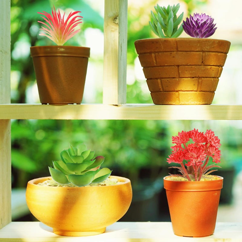 QUOZUO Artificial Succulent Plants, 6pcs Mini Fake Succulents Plants for DIY Crafting Home Wall Office Decoration (excluding pots) - Image 4