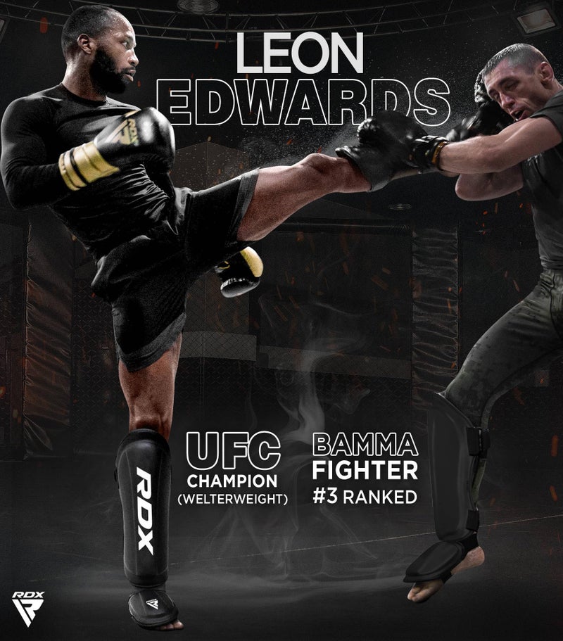 RDX Shin Guards Kickboxing Muay Thai, SATRA SMMAF Approved, Premium Maya Hide Leather, Leg Instep Protection Pads, MMA Martial Arts Kicking Sparring Training Gear, BJJ Karate Boxing Taekwondo, Black - Image 4