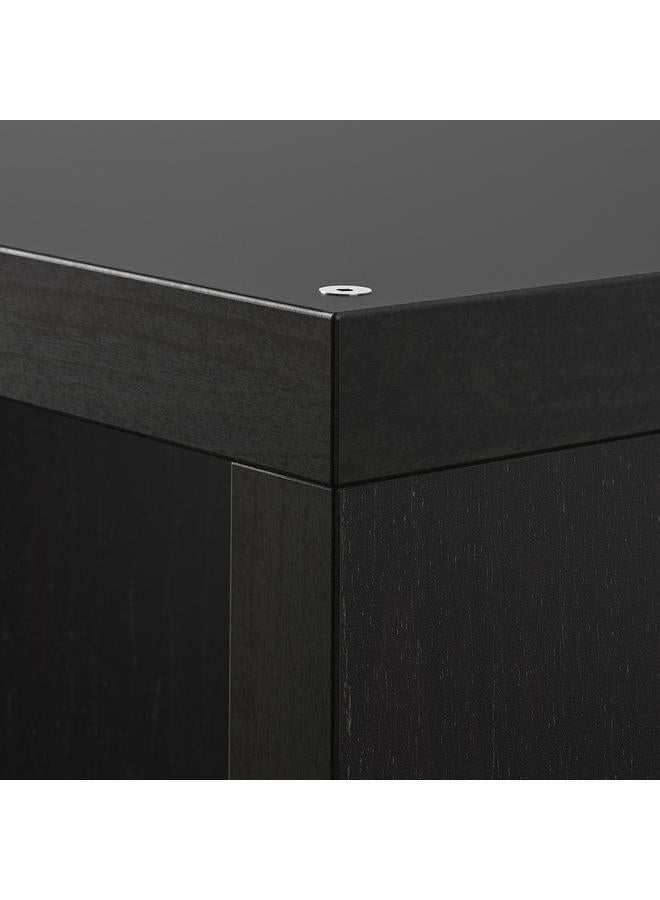 زبون وحدة رفوف مع إطار سفلي، أسود-بني/أبيض، 77×94 سم - Image 4