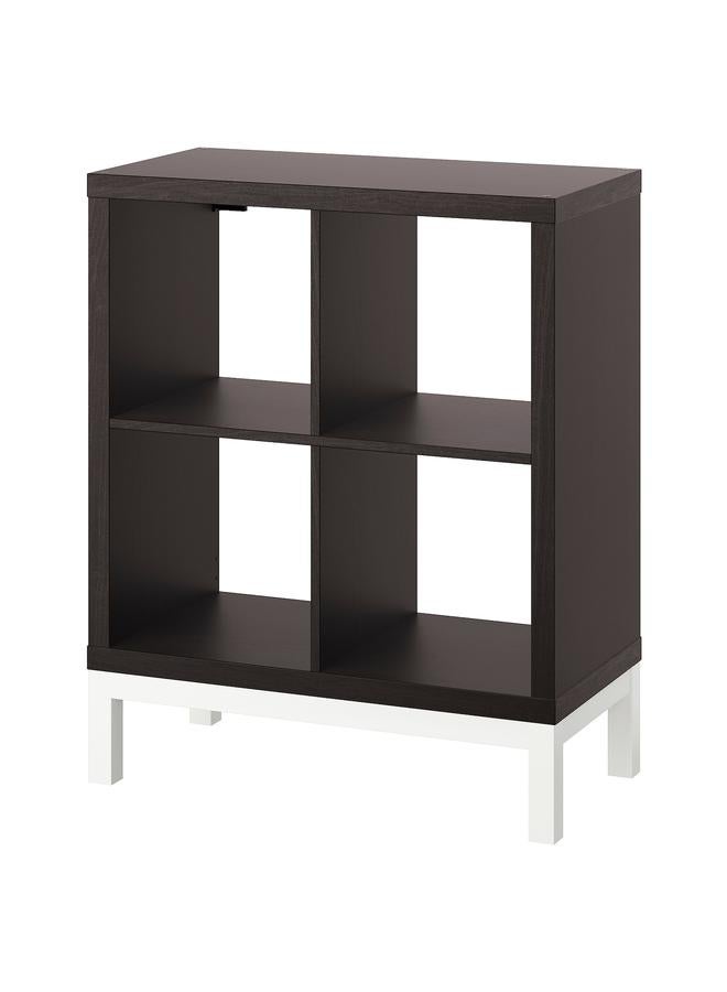 زبون وحدة رفوف مع إطار سفلي، أسود-بني/أبيض، 77×94 سم - Image 1