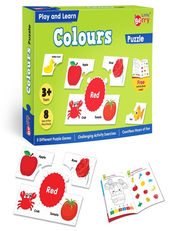 Little Berry Kid Set Of Colours Play & Learn Jigsaw Puzzle (40 Pieces), Brain Boosting Activity Book | 5 Different Puzzle Games | Learning & Educational Toy For Boys And Girls Above 3 Years - Image 1