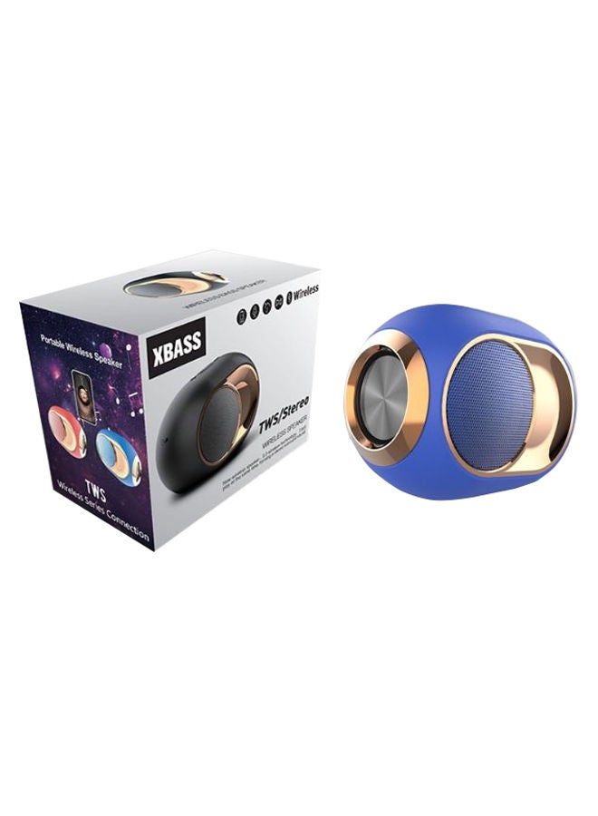 NIBEMINENT Waterproof Portable Bluetooth Wireless Speaker Blue/Gold - Image 2