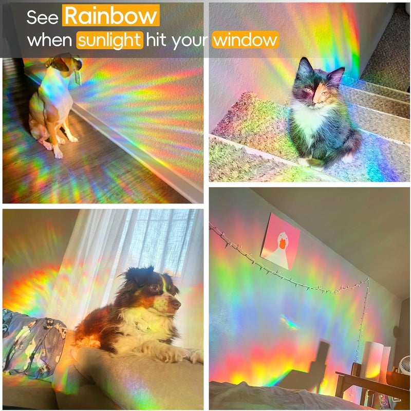 Dwersty Rainbow Privacy Film with Cutting Line, 3D Decals Stained Glass Window Clings, Static Cling Window Sticker, Suncatcher, 17.5" x 78.74" - Image 5