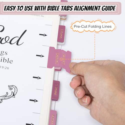 Reaeon Bible Tabs, 75 Tabs, Laminated Bible Index Tabs for Women and Men, Bible Book Tabs for Easy Navigation, Large Print Easy to Read(Gold Foil Pink) - Image 3