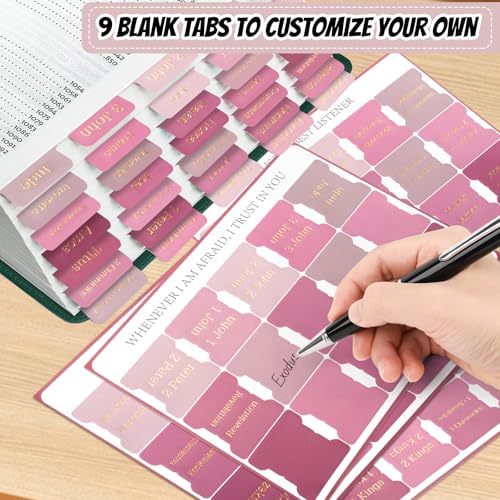 Reaeon Bible Tabs, 75 Tabs, Laminated Bible Index Tabs for Women and Men, Bible Book Tabs for Easy Navigation, Large Print Easy to Read(Gold Foil Pink) - Image 2