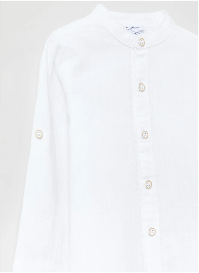 Ovs OVS Textured Linen And Cotton Shirt