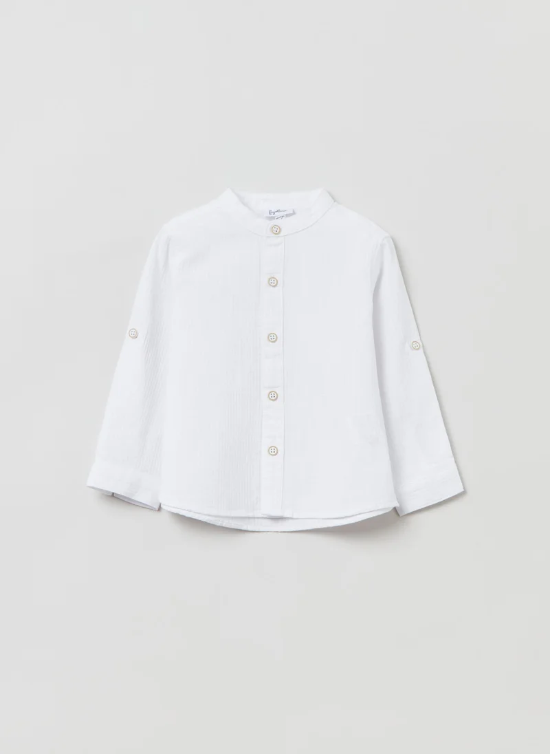 او في اس OVS Textured Linen And Cotton Shirt