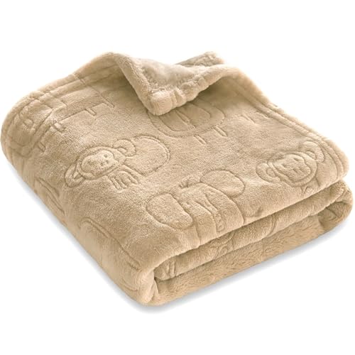 BORITAR Baby Blanket for Boys Girls Ultra Soft Fleece Warm and Lightweight Animal Blankets for Infant Toddler Newborn, 30x40 Inch, Brown - Image 1