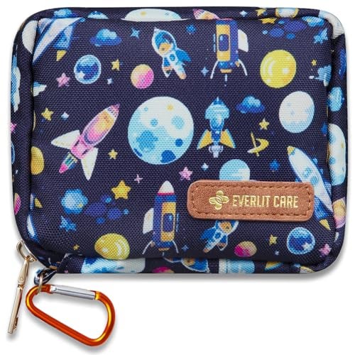 EVERLIT CARE EVERLIT Mini Rescue Pack | 105 Medical Essentials Organized in Portable Storage Bag | Pocket Size Kids First Aid Kit with D Ring | Small Family-Friendly Travel Medical Kit (Space) - Image 1