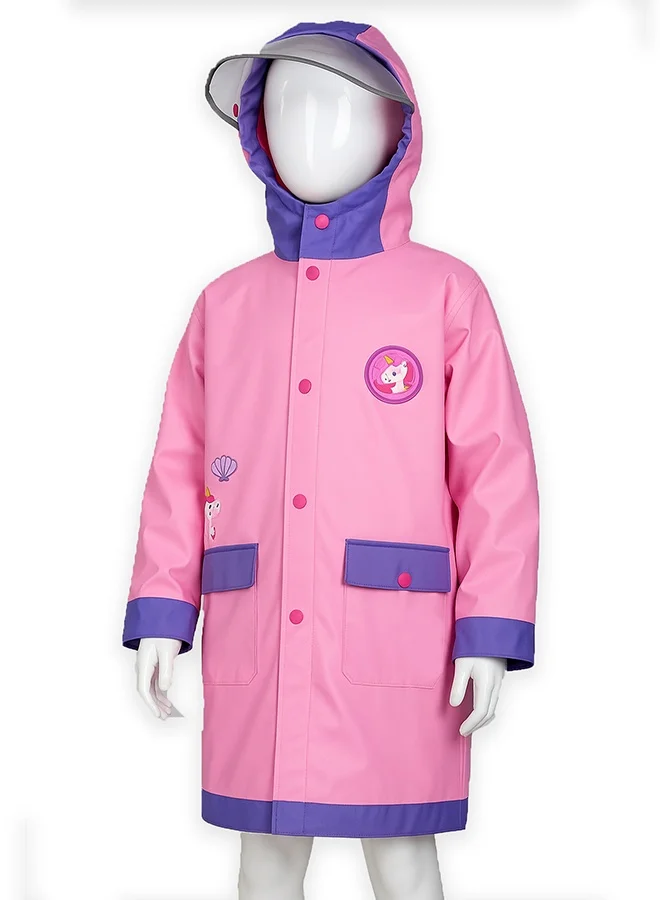 LITTLE SURPRISE BOX Little Surprise Box, Pink Donut unicorn knee length raincoat for kids-L