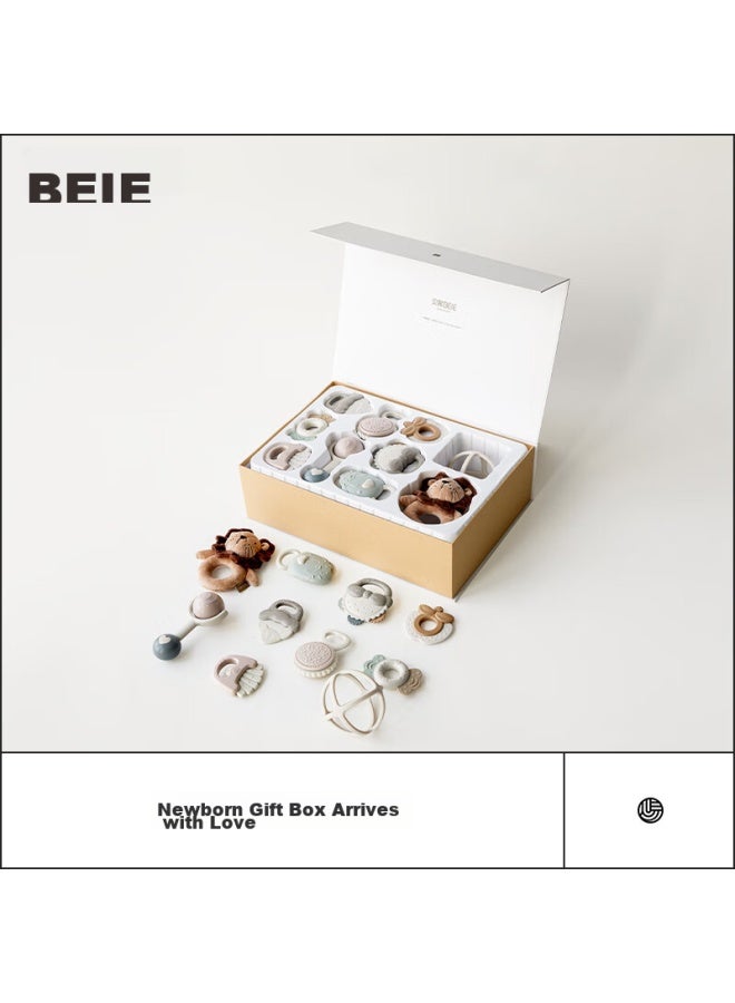 Beie Rattle Teether Early Education Soothing Toy For 0-3 Years Old, Royal Rattle Gift Box, 10 Pieces, Newborn And Children's Gift - Image 1