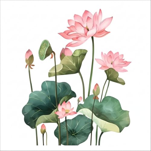 Monk Wish Pink Lotus Flower Vinyl Wall Sticker, 76x61 cm Large Size, Removable & Reusable Decal for Bedroom, Living Room, Meditation Room, Home Decor - Image 1