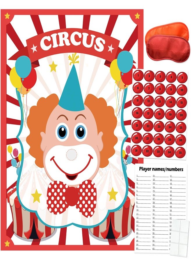 PARTYLOUD Pin The Nose on The Clown, Circus Party Games, Carnival Themed Party Games Toddlers Preschool Party Supplies Favors for Boys Girls Adults 35 Guests - Image 1