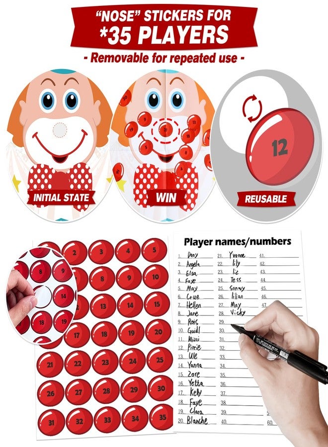 PARTYLOUD Pin The Nose on The Clown, Circus Party Games, Carnival Themed Party Games Toddlers Preschool Party Supplies Favors for Boys Girls Adults 35 Guests - Image 3