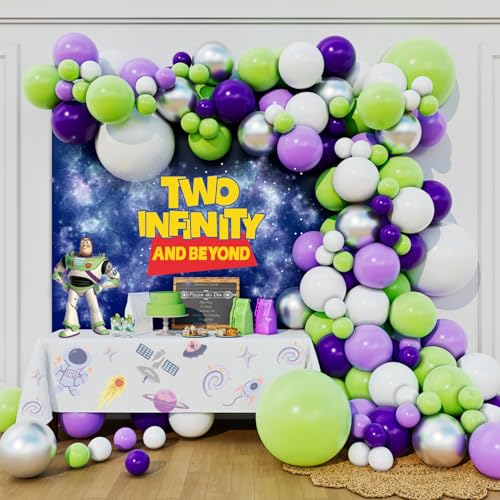 Beaumode Boy Story Balloon Arch Garland Green Purple Balloon Kit for Its a Boy Story Baby Boy Shower Western Cowboy Space Adventure Theme Kids 2d Birthday Party Decorations Lime Green Purple - Image 1