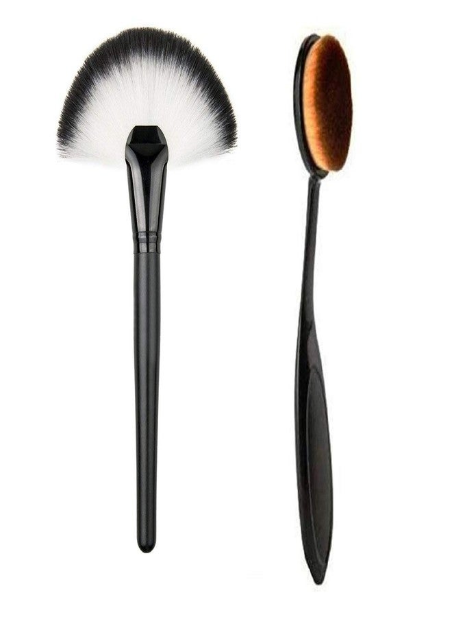 Tuch-much Tuch - Much Pro Slim Makeup Blush Face Contour Foundation| Soft Nylon Hair Fan Brushes| Buffing Stippling Contour Liquid Blending Makeup Brush| Fan Shape Brushes (Black) - Image 2