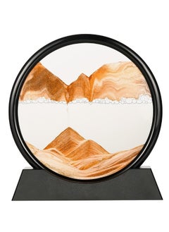 Happy Home Moving Sand Art Board, 3D Hourglass, Deep Sea Sand Scenery, Moving Sand Art Board, Circular Sand Frame, 3D Colorful Sand Decor, Comfortable Desktop for Home Office (7 Inch,Yellow)  - Image 1