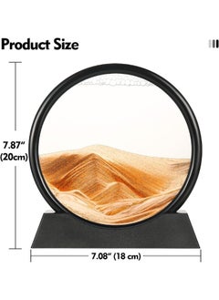 Happy Home Moving Sand Art Board, 3D Hourglass, Deep Sea Sand Scenery, Moving Sand Art Board, Circular Sand Frame, 3D Colorful Sand Decor, Comfortable Desktop for Home Office (7 Inch,Yellow)  - Image 2