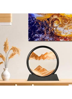 Happy Home Moving Sand Art Board, 3D Hourglass, Deep Sea Sand Scenery, Moving Sand Art Board, Circular Sand Frame, 3D Colorful Sand Decor, Comfortable Desktop for Home Office (7 Inch,Yellow)  - Image 4